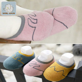 宝宝袜子秋冬棉 婴儿加厚可爱防滑地板袜子 儿童卡通韩版船袜套