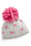 现货 英国NEXT正品代购 冬 女婴 红粉色纯棉蝴蝶结针织帽毛线帽子