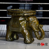 招财纯铜大象摆件复古家居象桌面风水摆件 一对工艺品铜凳子摆件
