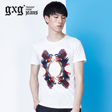 gxg jeans男装夏季新品时尚休闲印花男士圆领短袖T恤#52644234
