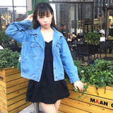 2016韩版做旧水洗牛仔衣 女学生外套春季bf  宽松 显廋女长袖秋