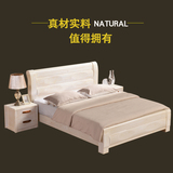 简约现代厚重款实木床双人床1.8米高箱储物床海棠色床婚床榆木床