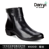 ECCO爱步舒适休闲短靴方根侧拉链柔软防滑真皮女鞋正品代购264063