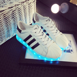 2016热销七彩发光鞋LED夜光运动鞋情侣男女发亮鞋USB充电贝壳板鞋