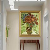 满绣印花十字绣客厅新款大幅卧室油画世界名画 梵高 红罂粟与雏菊
