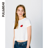 PullAndBear 女士红色玫瑰刺绣T恤 09244347