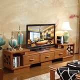 全实木橡木电视柜简约现代客厅可伸缩多功能组合影视柜
