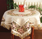 精美绣花桌布外贸刺绣台布万能盖布欧式田园风桌布百合花