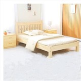 现代实木床双人床成人实木 单人床松木床 儿童床免漆原木色1200