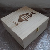 桌面收纳盒木盒子烫印带锁zakka明信片文件整理箱方形大号木质
