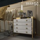 摩登家庭卧室现代简约床头柜 抽屉储物收纳柜 白色边柜不锈钢矮柜