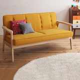 北欧日式布艺沙发实木扶手单人双人三人位现代简约小户型布沙发椅