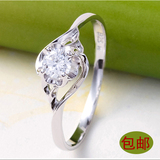 心形925银戒指女仿真钻戒求婚订婚结婚戒子韩国镶钻砖石戒指饰品