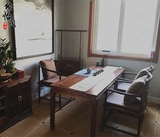 老榆木茶桌新中式原木茶台会所茶室家具仿古禅意桌椅组合简约免漆