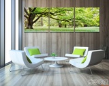 绿树风景画壁画客厅挂画现代家居装饰画沙发背景墙画无框画三联画