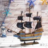 包邮木质40cm海盗船 纯手工实木制作工艺帆船模型 饰品 送人礼品