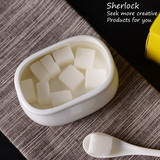 Sherlock素瓷纯白 糖缸陶瓷蛋形糖罐 糖盅骨瓷茶包咖啡伴侣方糖盒