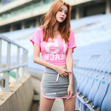 韩国代购短袖户外跑步服健身房休闲运动套装女时尚短裤裙薄款夏季