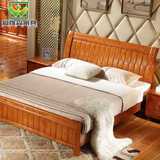 全实木床1.8 双人床婚床1.5儿童床1.2中式高箱橡胶木床简约现代