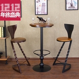 欧式咖啡厅高脚凳桌椅休闲阳台户外酒吧台铁艺实木餐桌椅组合套件
