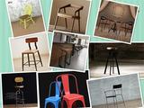 创意欧式餐椅复古铁艺休闲洽谈椅子美式简约做旧咖啡厅实木吧台椅