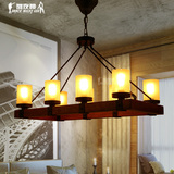 美式乡村吊灯卧室客厅创意田园个性外餐厅咖啡厅实木铁艺复古灯具