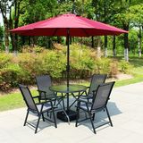 热卖户外桌椅室外组合折叠铁艺休闲桌椅伞套装咖啡店庭院特斯林家