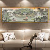新中式客厅装饰画现代餐厅挂画沙发背景墙壁画聚宝盆山水画易天也