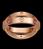 美国代购正品 Cartier/卡地亚 LOVE系列镶钻个性双环玫瑰金戒指