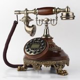 新款高档仿古电话机 欧式复古电话机实木金属旋转盘创意电话机