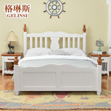 格琳斯地中海风格美式全实木床白色双人床1 8米欧式白蜡木高箱床