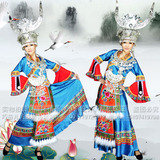 【妈汝】苗族侗族民族舞蹈演出服装服饰五十六56个少数民族G76蓝