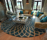 时尚简约 欧式客厅地毯 蓝色 网状圆形地毯 宜家电脑椅垫卧室地毯