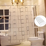 椭圆方块浴室卫生间浴帘套装加厚防水防霉免打孔可伸缩 送杆+挂钩
