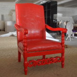 新古典后现代实木休闲椅 时尚简约阳台休闲椅 欧式特价椅子红色椅