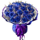 33朵蓝色妖姬蓝玫瑰花束上海鲜花速递杭州合肥南昌西安同城送花店