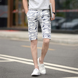 夏季男装新款韩版五分中裤子薄款修身型潮流男士时尚迷彩休闲短裤