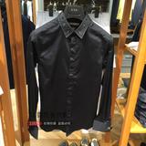 春季新品 GXG专柜正品代购 男士黑色修身镶钻长袖衬衫#43103009