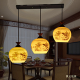 中式led餐吊灯 餐厅灯 简约三头饭厅灯 陶瓷吊灯厨房书房创意灯饰