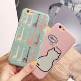 iphone6s卡通动物手机壳 苹果6plus韩国可爱猫咪长颈鹿磨砂硬壳萌