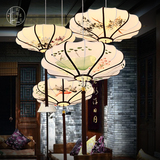 新中式布艺灯具 创意艺术手绘灯笼 餐厅茶楼过道书房现代仿古吊灯