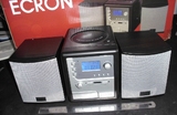 ECRON CD组合音响CD/MP3碟+收音机+时间显示床头桌面胎教音箱