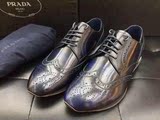 【风铃】香港正品代购PRADA普拉达低帮休闲雕花漆皮防滑英伦男鞋