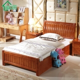 实木床1.8双人床1.5 橡木床 现代简约 单人床1.2米成人高箱储物床