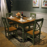 地中海实木餐桌欧式田园餐桌椅组合客厅小户型饭桌子美式乡村餐台