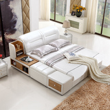鹭鸶新品现代简约真皮床皮艺榻榻米床1.8米1.5米双人卧室家具组合