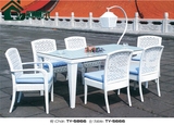藤椅子茶几五件套 美容店阳台休闲洽谈桌椅 室外花园庭院桌椅白色