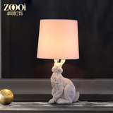 欧式现代简约办公桌卧室床头灯餐厅书房兔子创意布艺灯罩装饰台灯