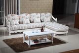 新款韩式欧式白色实木橡木转角沙发客厅木架沙发 L型布艺贵妃沙发