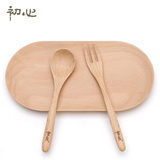 初心 木质儿童餐具套装创意 宝宝小勺子叉子汤勺三件套便携 韩式